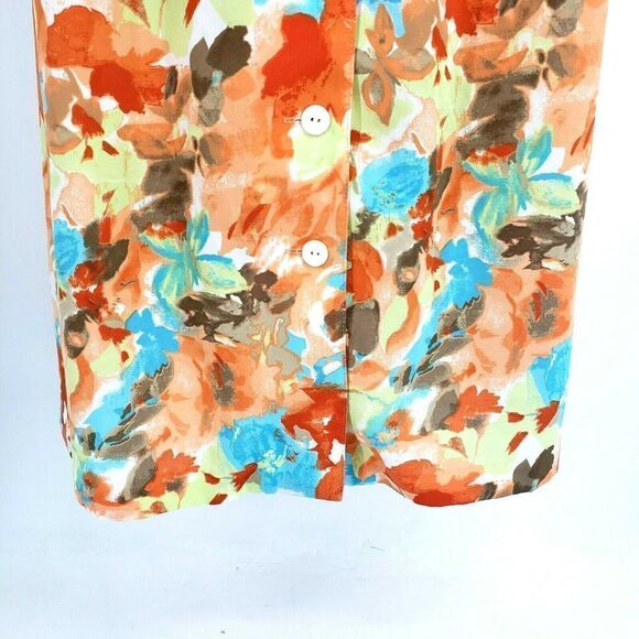 Y2K Multicolor Midi Dress Buttons Front Tie Waist Sleeveless Tie Waist Prairie - Picture 6 of 11